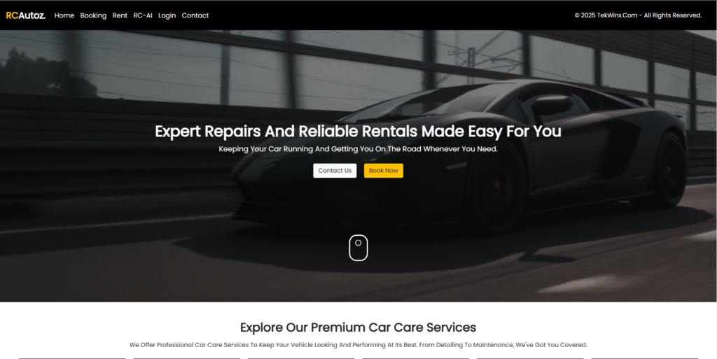 RCAutoz. - Software solution for streamlining auto care and rental operations.